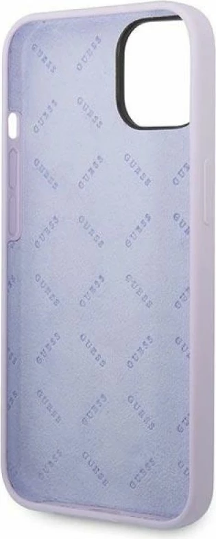 Kapak telefoni Guess Silicone Vintage Gold Logo për iPhone 14/15 Plus, lejla