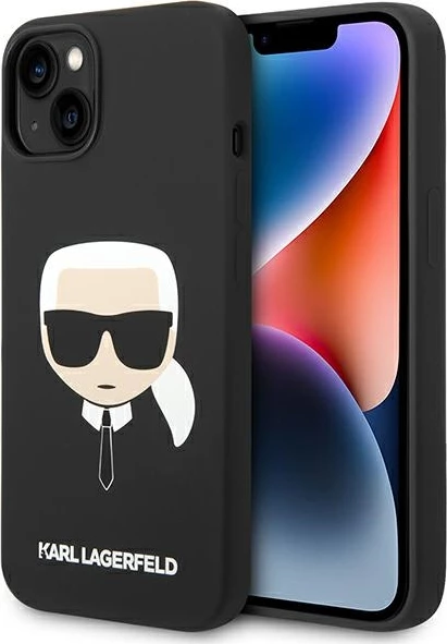 Mbështjellës Karl Lagerfeld Silicone Karl's Head MagSafe për iPhone 14 Plus, i zi