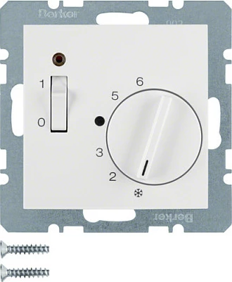 Rregullator temperature dhome Berker 20301909, 250V, rrotullues, i bardhë