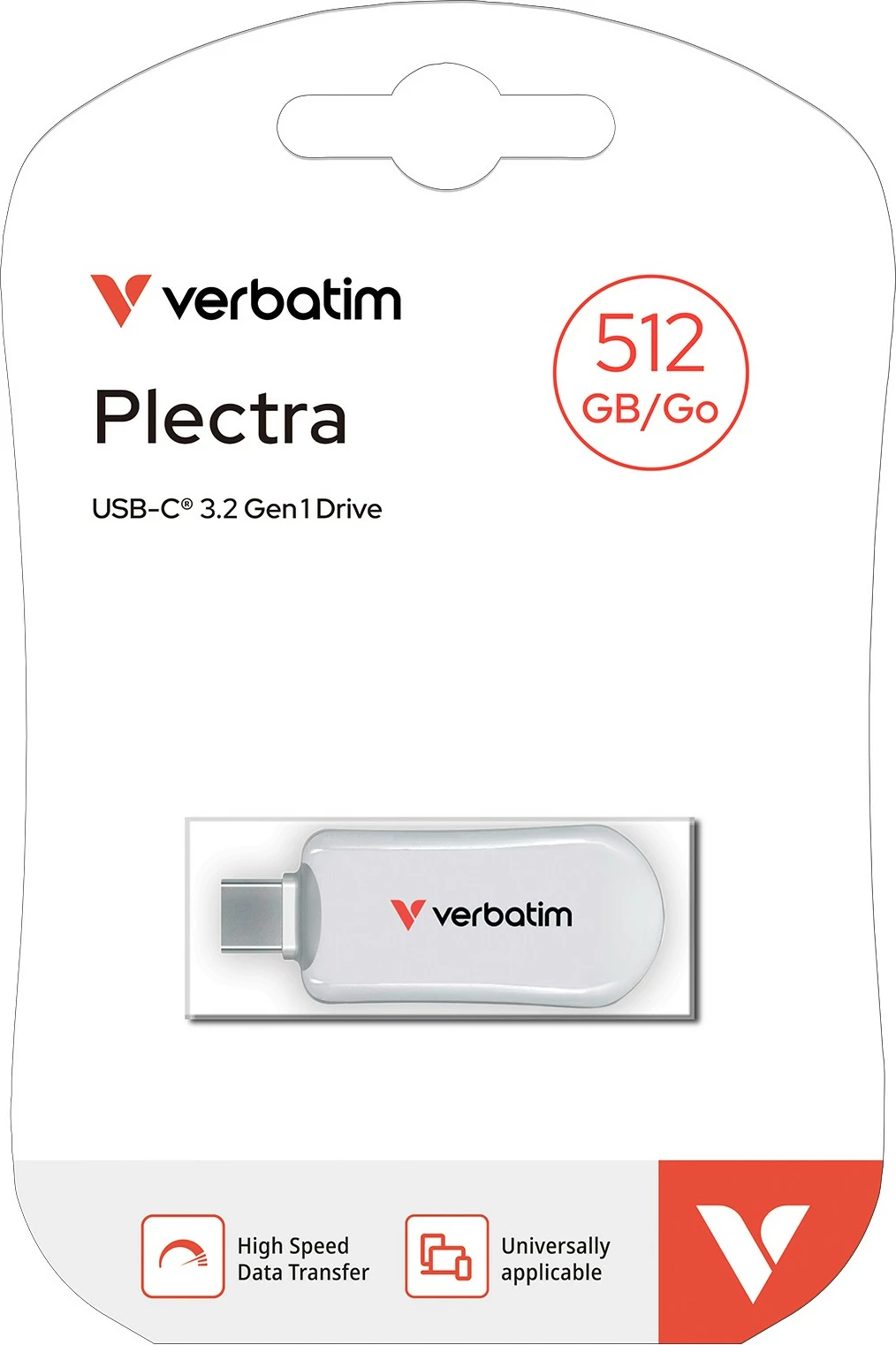 USB flash Verbatim Plectra 512GB USB-C bardhë