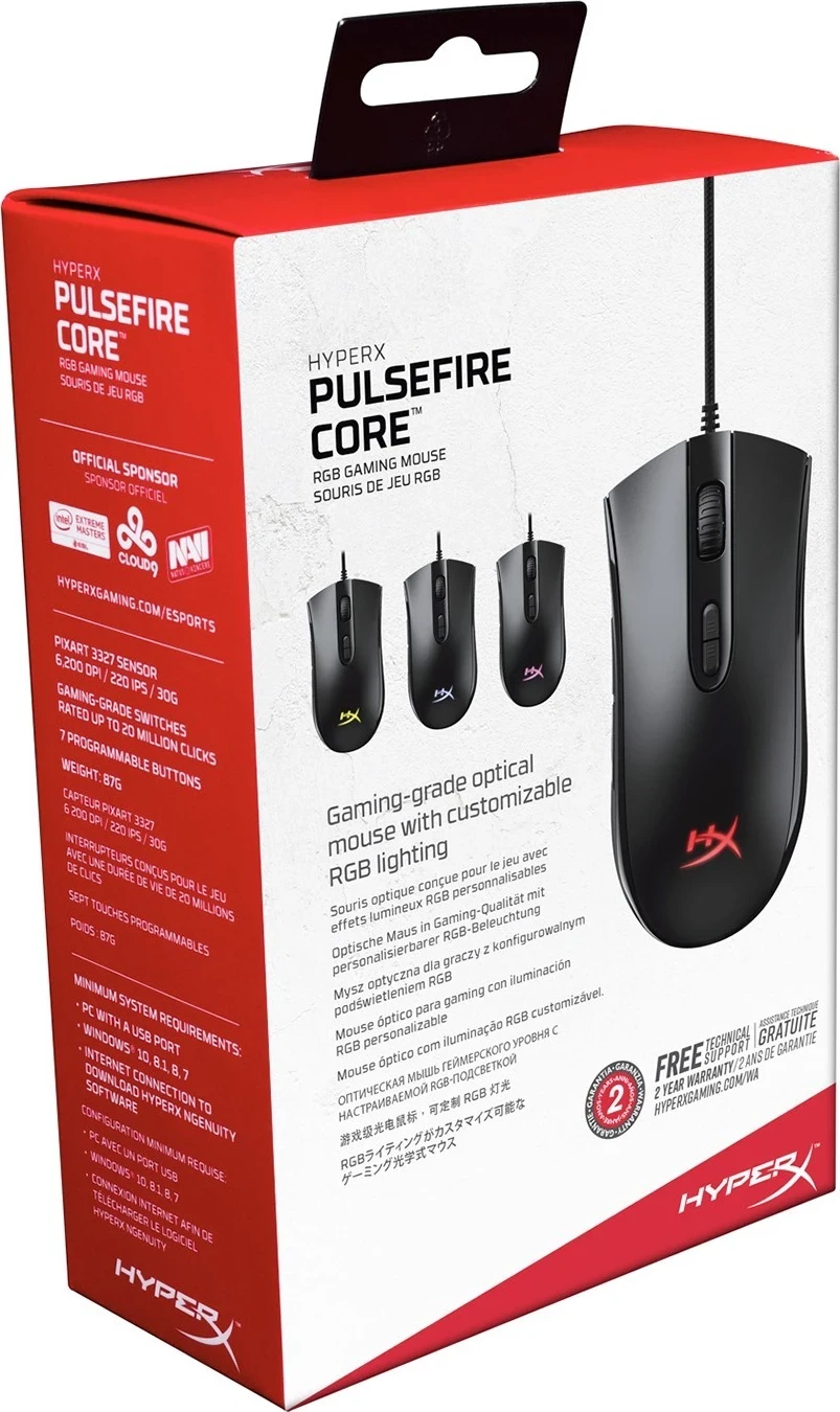 Maus HyperX Pulsefire Core USB, RGB, 800dpi, i zi 