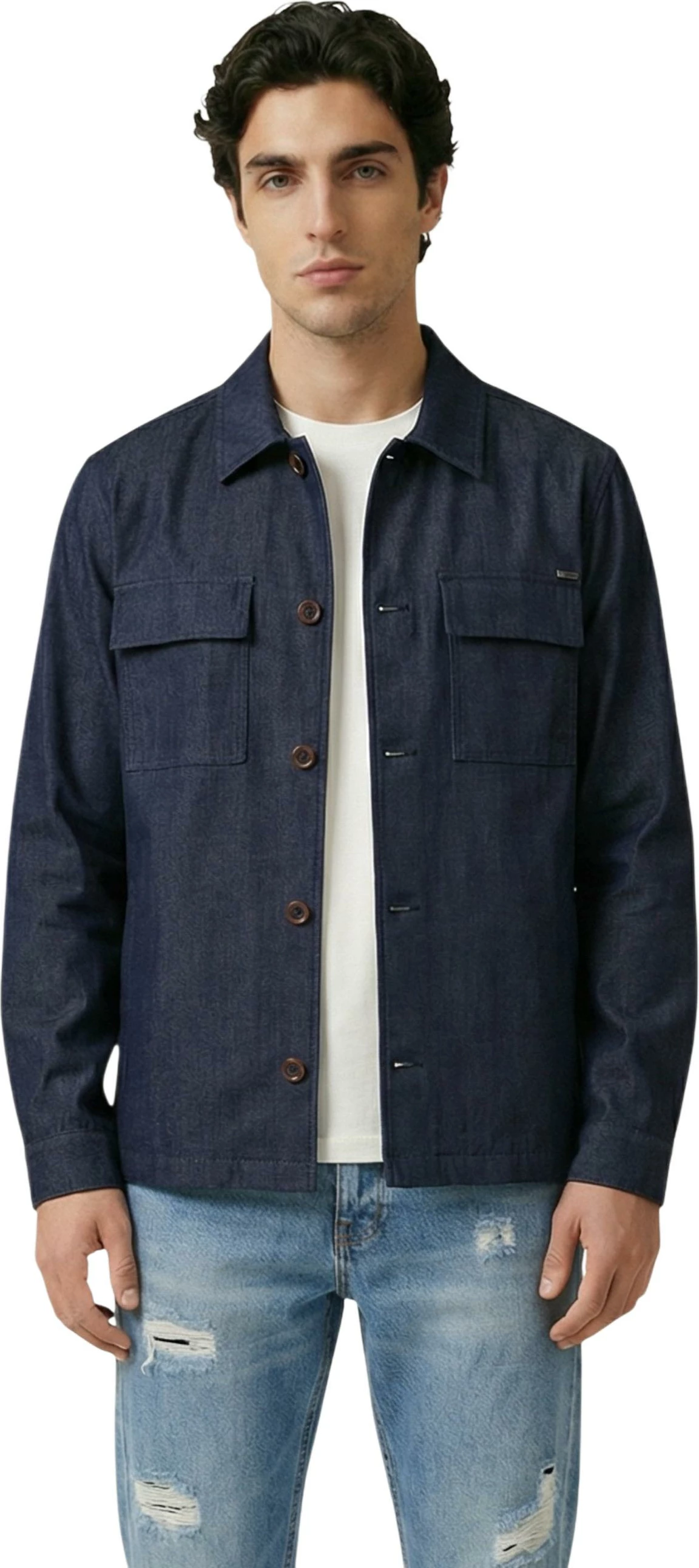 Overshirt këmishë për meshkuj Gianni Lupo GN21822, denim [Madhësia: L]