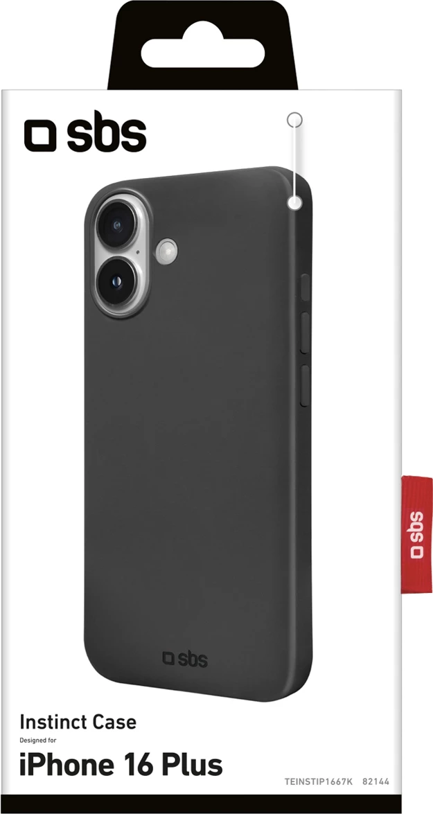 Mbështjellës SBS Instinct për iPhone 16 Plus, TPU me mikrofibër, i zi, në kuti