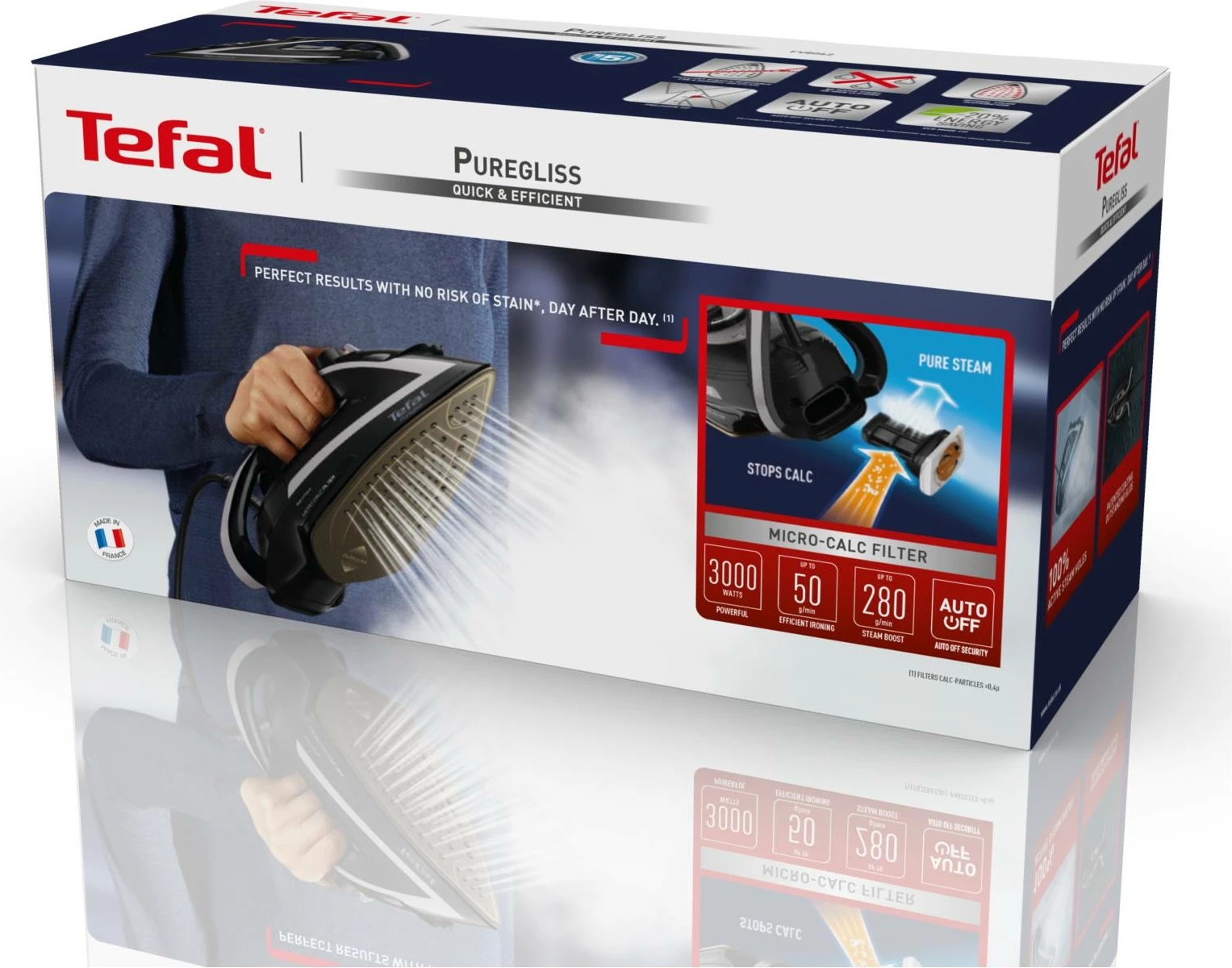Hekur me avull Tefal FV8062E0 Puregliss 3000W, e zezë/hirtë