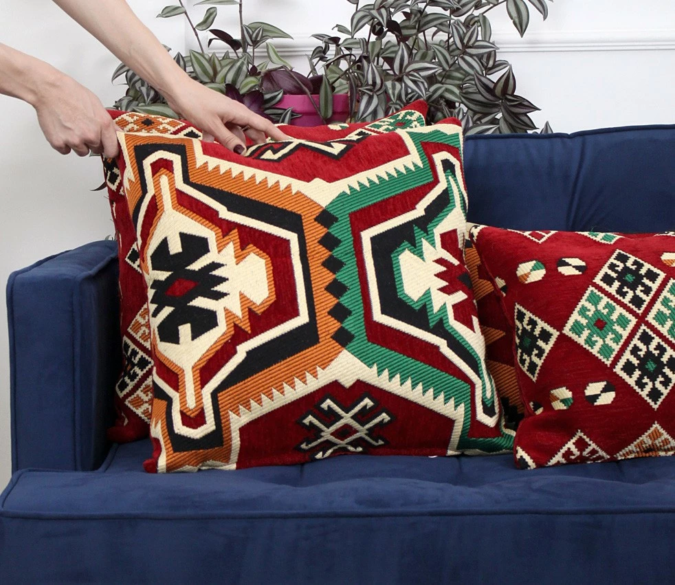 Jastëk dekorativ Esmeli v2, ngjyrë e kuqe, Evila Originals, 50x50cm