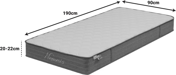 Dyshek dy anësh me susta xhepi Nemesis, 20-22cm, 90x190cm
