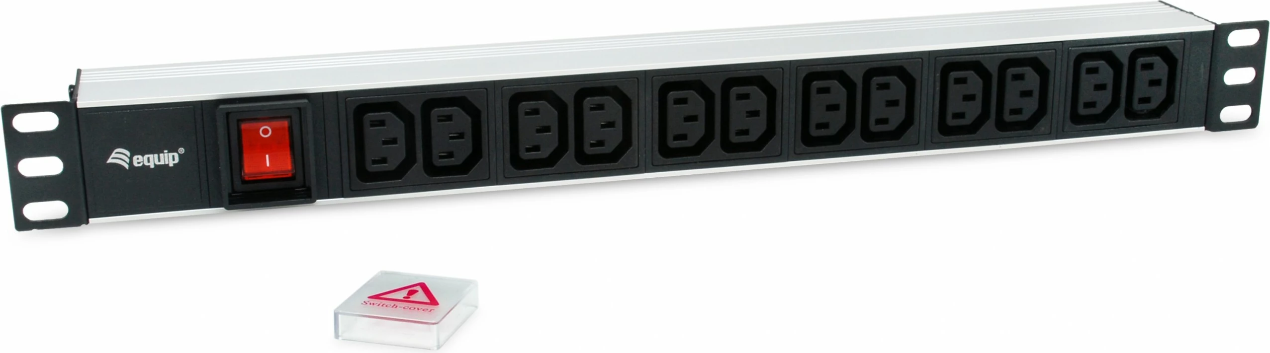 PDU Equip 12 dalje C13, 1U, alumini, on/off, zi/argjendtë