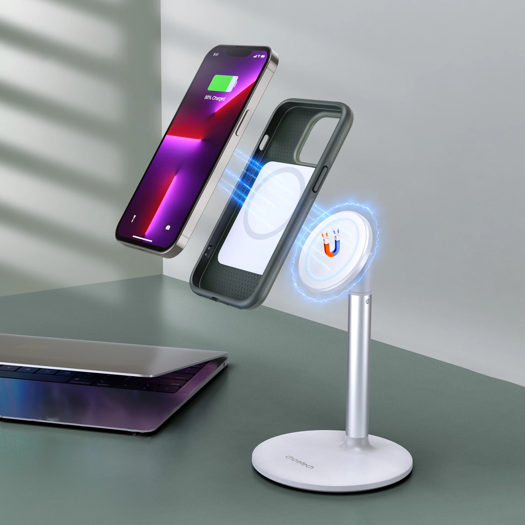 Mbështjellës Choetech PC0113-MFM-GN për iPhone 13 Pro, MagSafe, e gjelbër