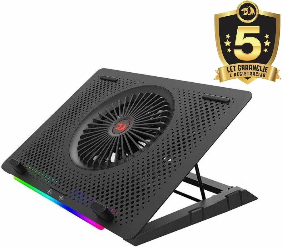 Stendë ftohëse për laptop Redragon Ivy GCP500, 5 ventilatorë, RGB, deri 15.6\", 2x USB, e zezë