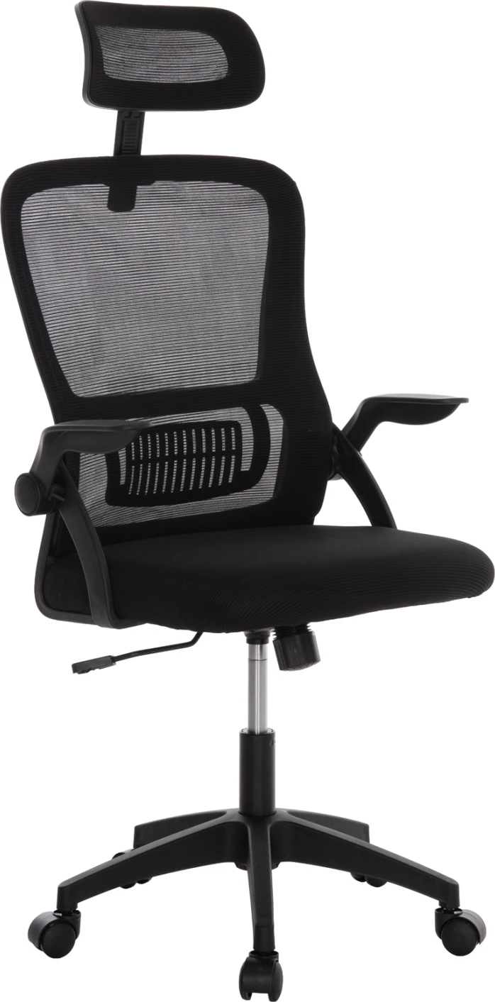 Karrige zyre BLAZER, material rrjete e zezë, krahë najloni të zinj, FH1205.01, 60.5x47x85.5cm