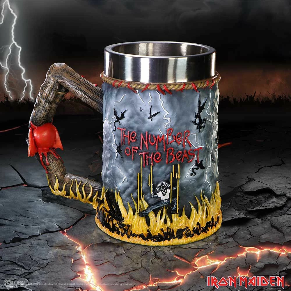 Krigë NEMESIS NOW Iron Maiden The Number of the Beast 16 cm, polyresin me insert inox, në kuti dhurate