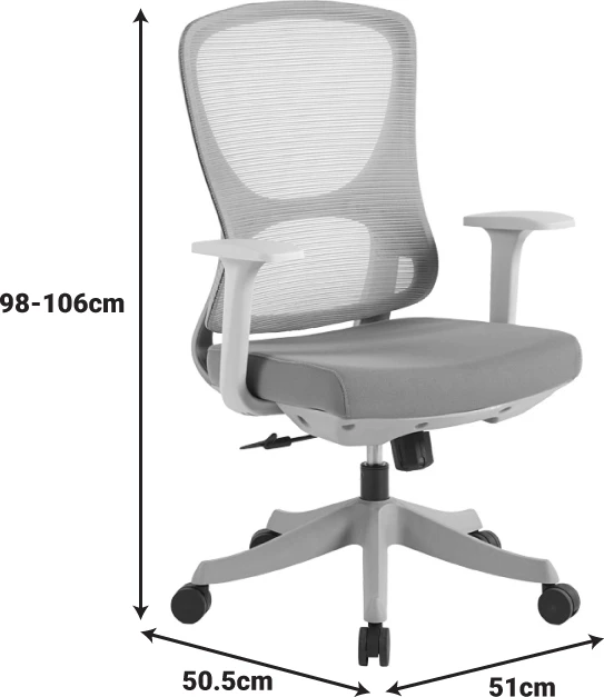 Karrige zyre Litulo, material rrjetë, ngjyrë gri, 51x50.5x98/106cm