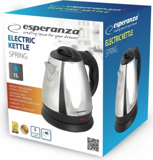 Çajnik elektrik Esperanza SPRING EKK116S, argjendtë
