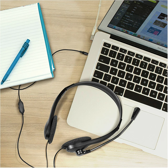 Kufje me mikrofon LogiLink Stereo, 3.5 mm, me kabllo 1.8 m, të zeza