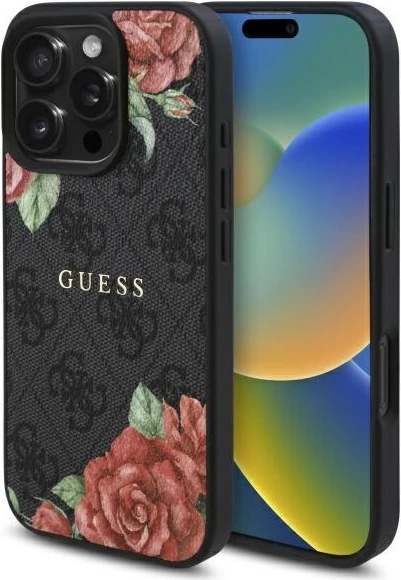 Mbështjellës Guess GUHMP16XP4ROPEMCK për iPhone 16 Pro Max 6.9", hardcase, MagSafe, zi