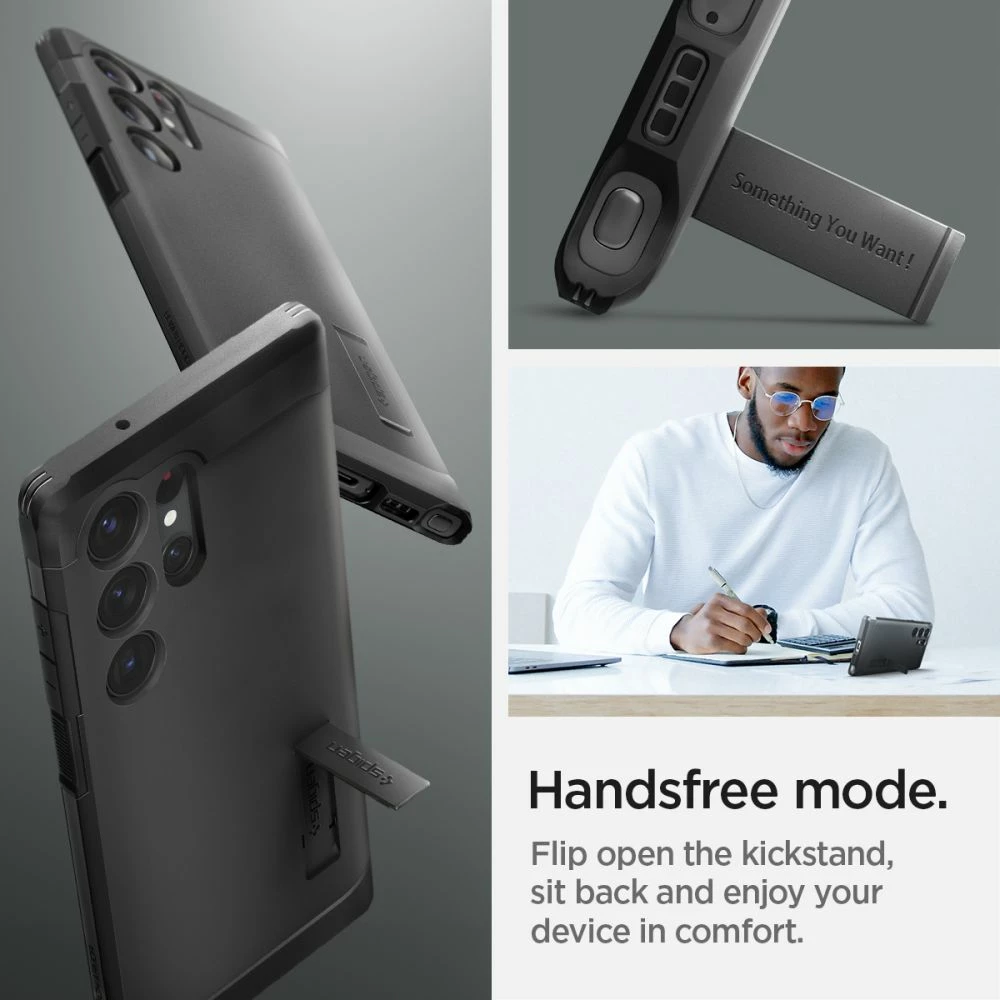 Mbështjellës Spigen Tough Armor për Samsung Galaxy S23 Ultra, i zi