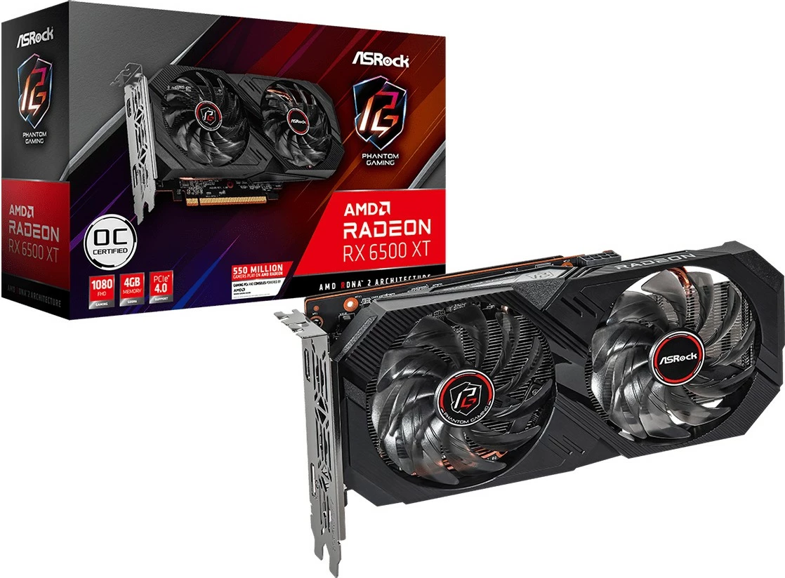 Kartelë grafike ASRock Phantom Gaming RX 6500 XT 4GB OC, PCI Express 4.0, ngjyrë e zezë