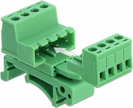 Bllok terminali DIN-rail DeLOCK 66079, 4-pin, 320 V, jeshil