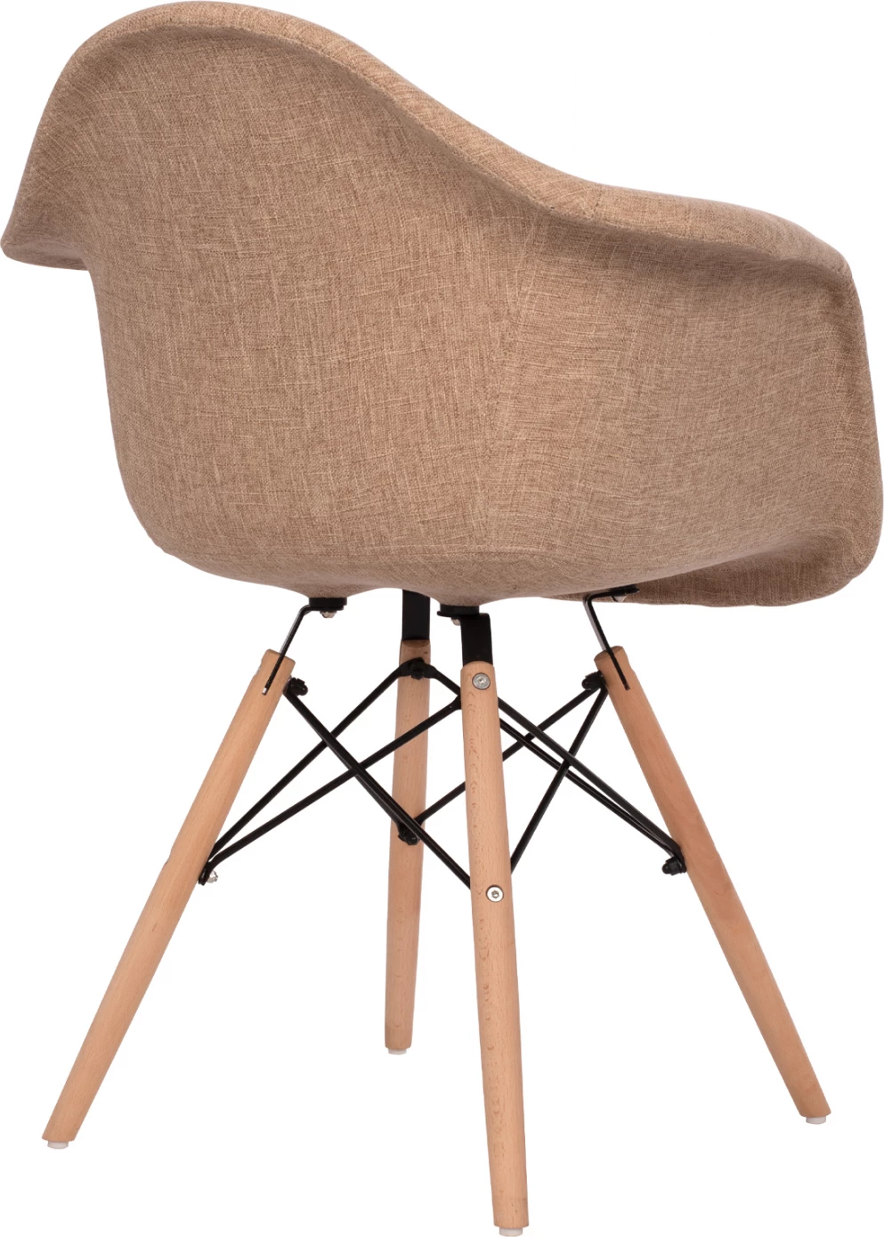 Karrige me krahë, këmbë druri dhe pëlhurë bezhë Mirto FH005.63, 63x57x81 cm, set prej 2 copë