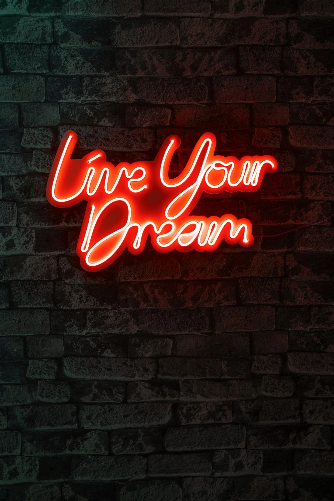Dekor dritash LED plastike, 'Live Your Dream', ngjyrë e kuqe
