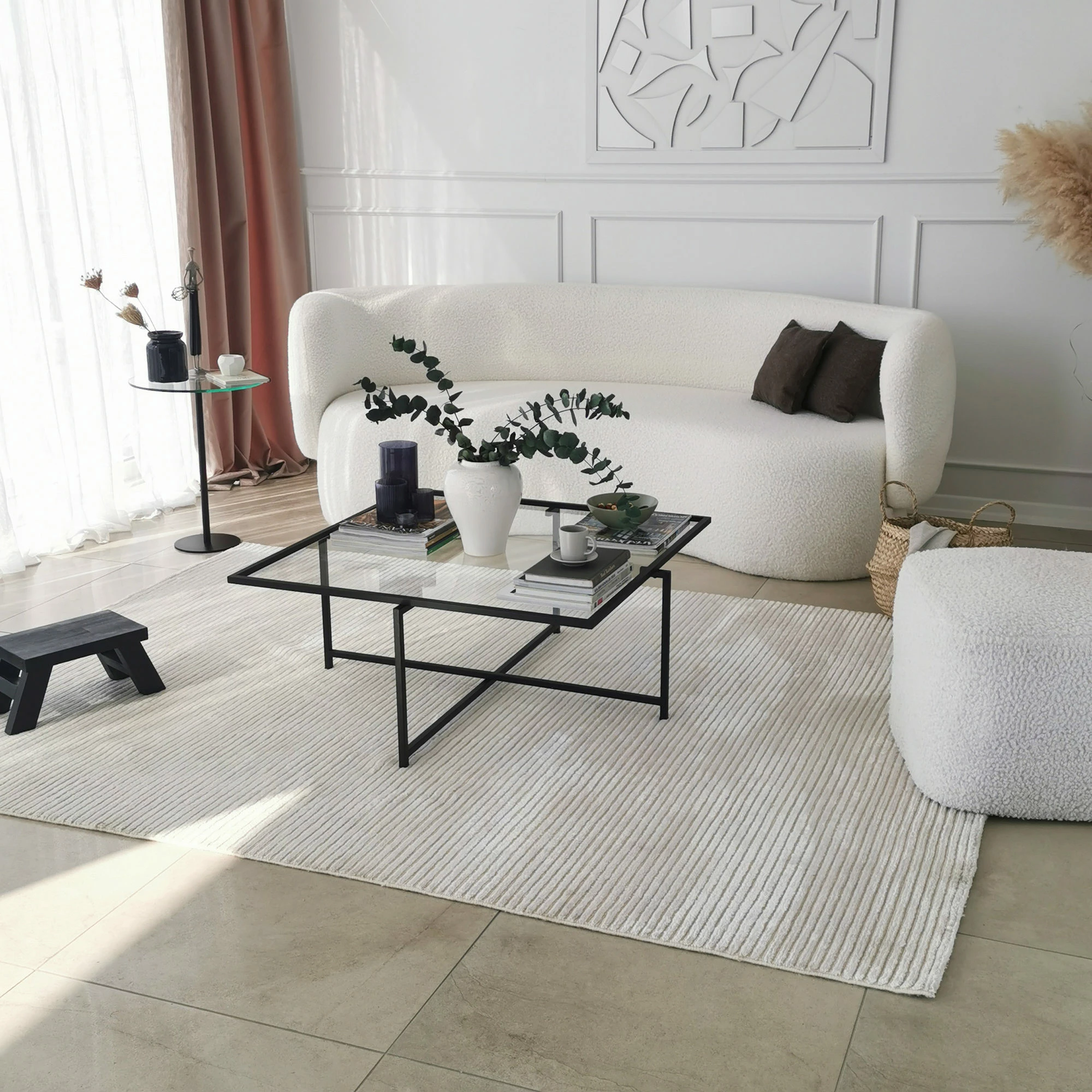 Tavolinë kafeje Hanah Home, Sun S409, ngjyrë e zezë, 85x85x35cm