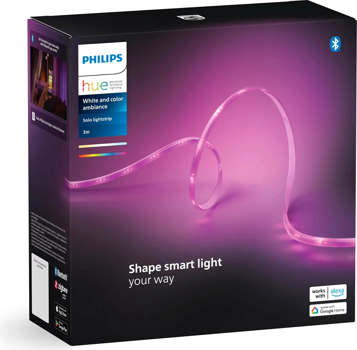 Shirit ndriçues Philips Hue Lightstrip Solo 3m, smart, LED