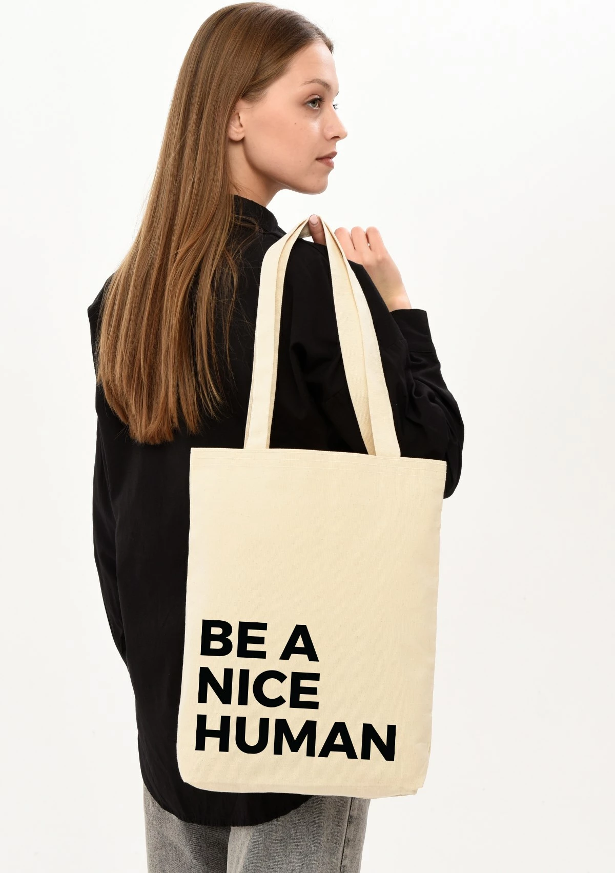 Qese tote Zoozie Bags, krem, 35x40x8cm
