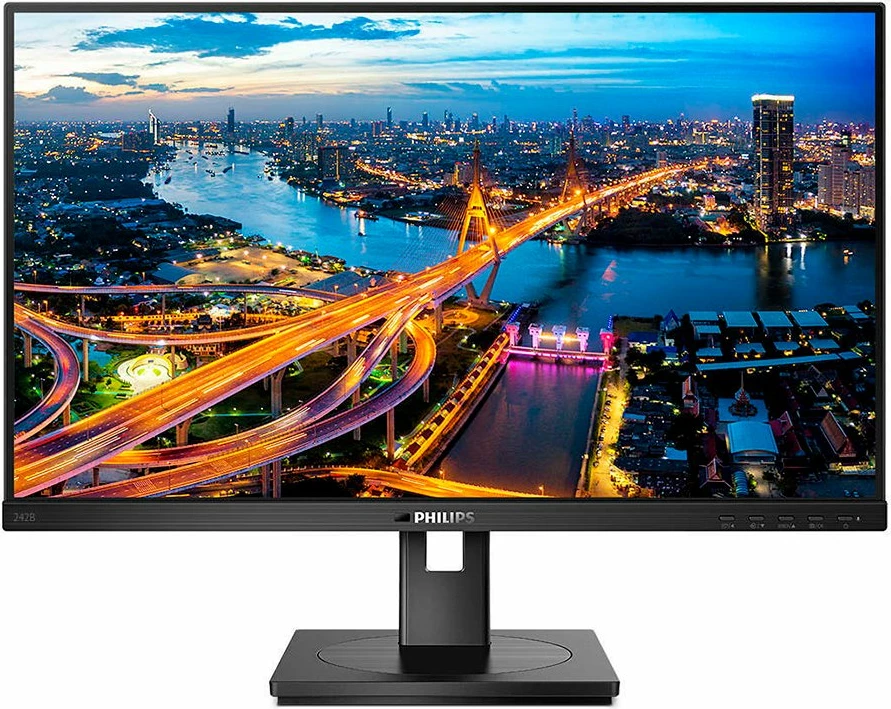 Monitor PHILIPS 242B1 23.8\" FHD IPS 75Hz 4ms Adaptive Sync me USB hub, altoparlantë, HDMI/DP/DVI/VGA, zi