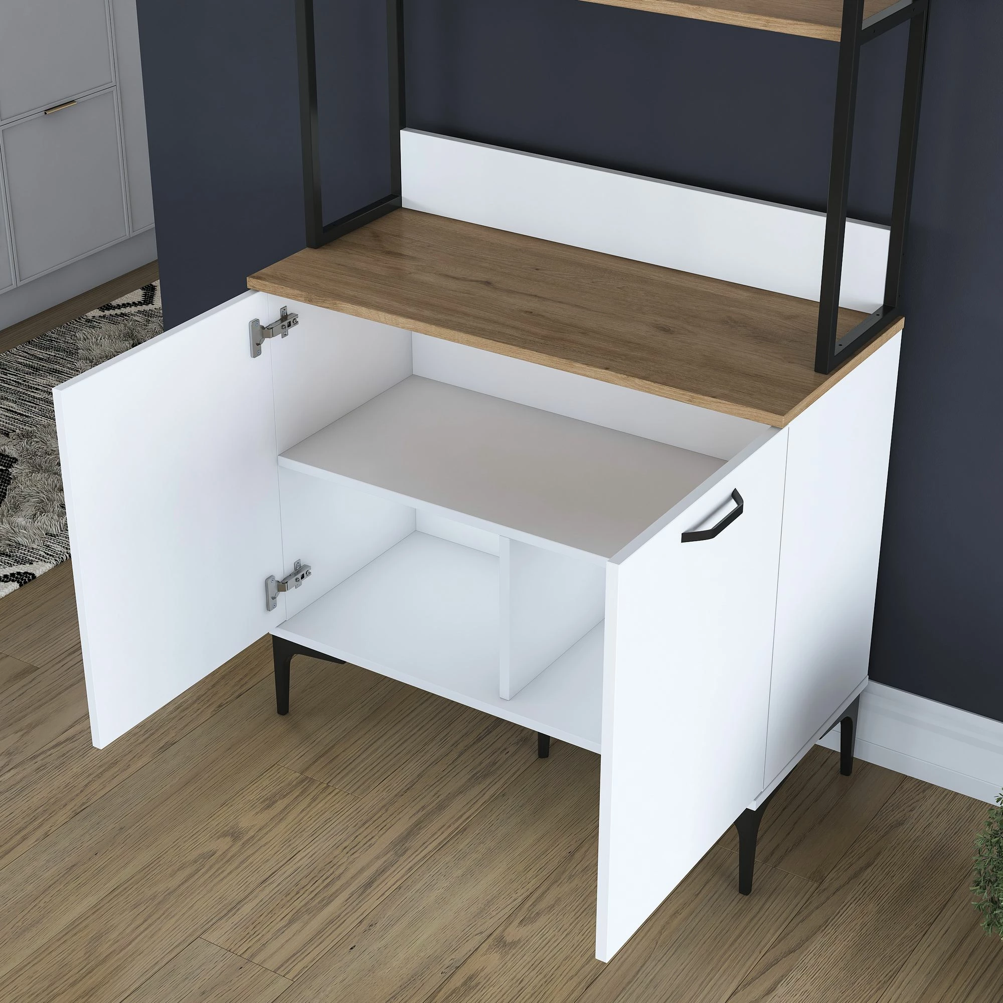 Dollap multifunksional, ngjyrë arre dhe e bardhë, Skye Decor, JE193 - 3799