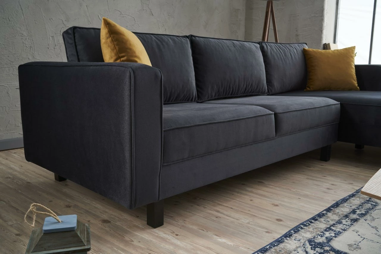 Këndore Atelier del Sofa, kadife, e djathtë, anthracite