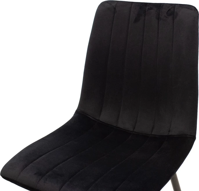 Set 4 karriga Noor, kadife e zezë, këmbë metalike të zeza, 44x53x86cm