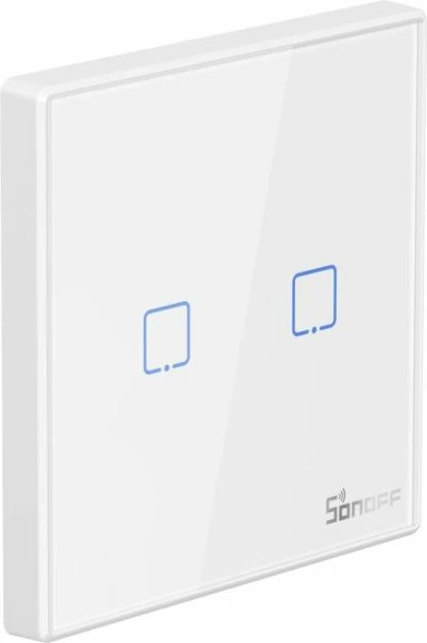 switch muri smart wireless SONOFF T2EU2C-RF, 433MHz RF, 2 ndërprerësa (double), EU, i bardhë