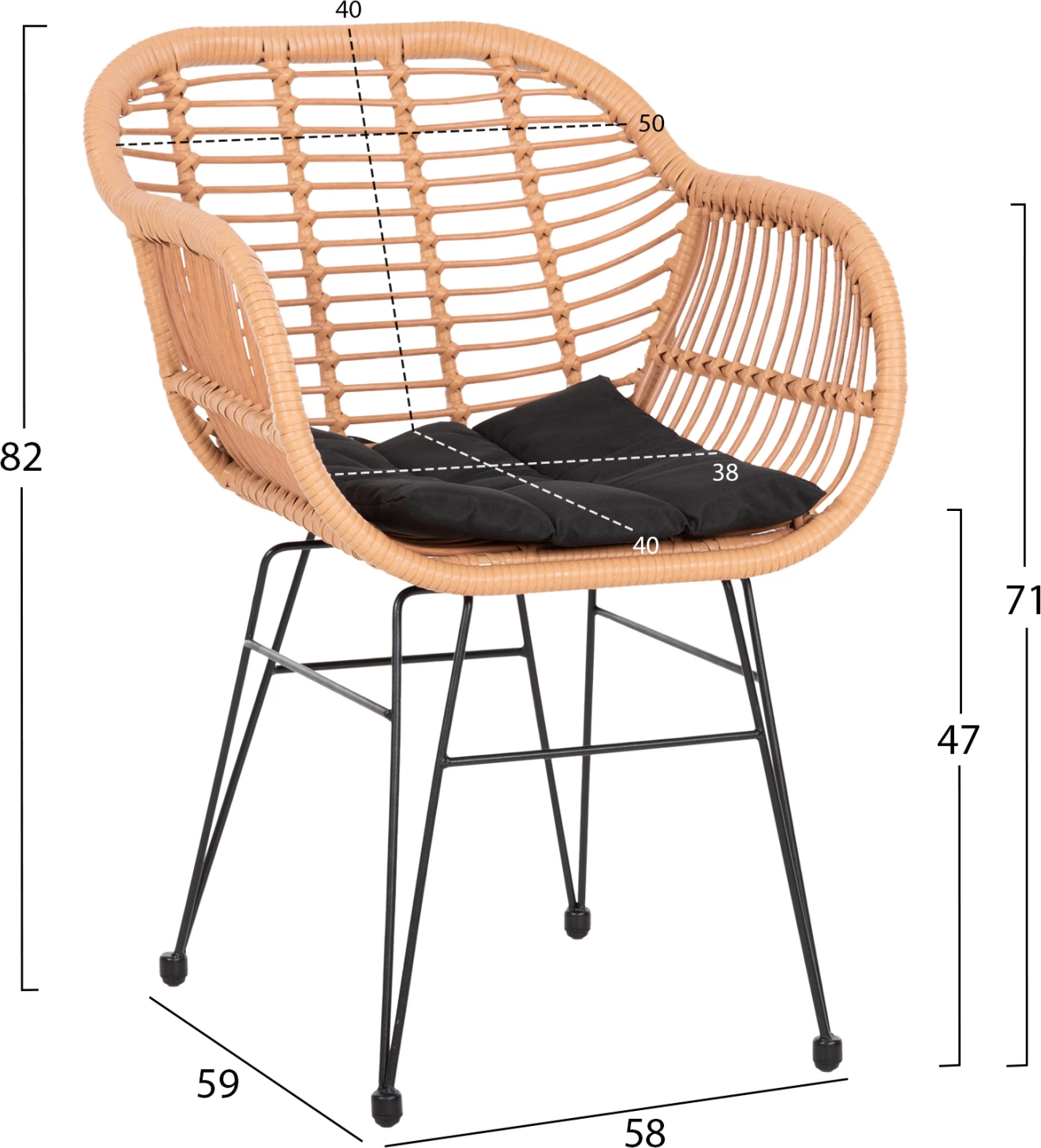 Karrige me jastëk Allegra FH5450.31, bezhë, 58x59x82H cm