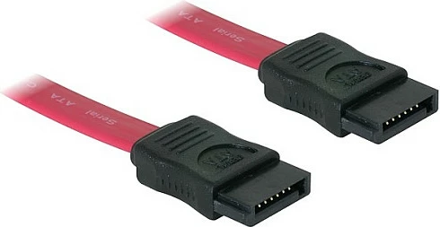 Kabllo SATA DeLOCK 0.3m, SATA II, e kuqe