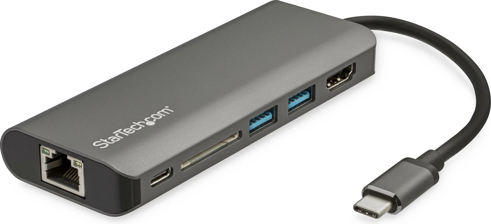 Adapter multiport USB-C StarTech DKT30CSDHPD3, HDMI 4K 60Hz, 2x USB 3.0, GbE, SD/microSD, PD 60W, gri