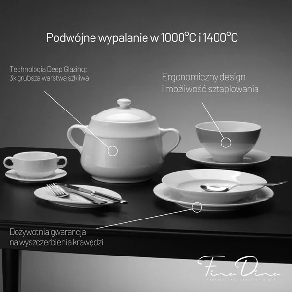 Pjatë porcelani Fine Dine Pure Crema Ø250 mm, krem, set 4 copë