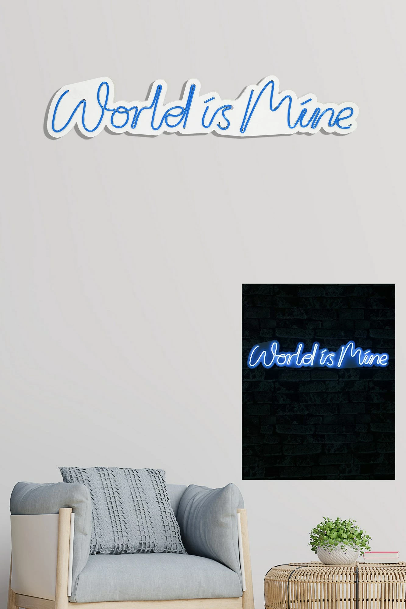 Dekor dritash LED plastike, World is Mine, ngjyrë kaltër