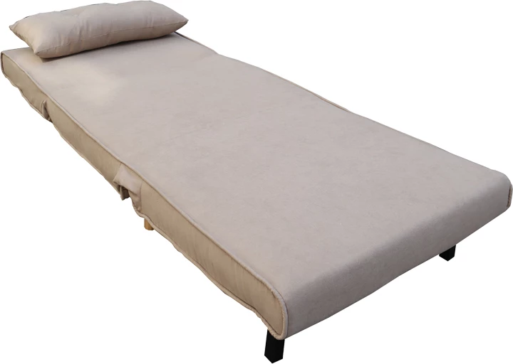 Karrige krevate Josuane I, stof bezhë, këmbë druri natyrale, 77x80x81cm