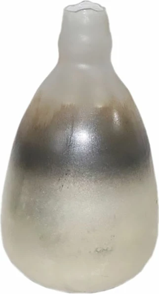 Vazo dekorative prej qelqi, ngjyrë ari, bronzi dhe argjendi, 20x20x34 cm