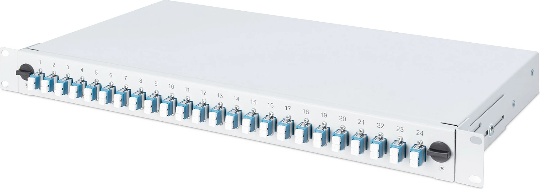Panel menaxhimi kabllosh Digitus, FO splice box 1U, 24x LC DX, OM4, çelik, gri
