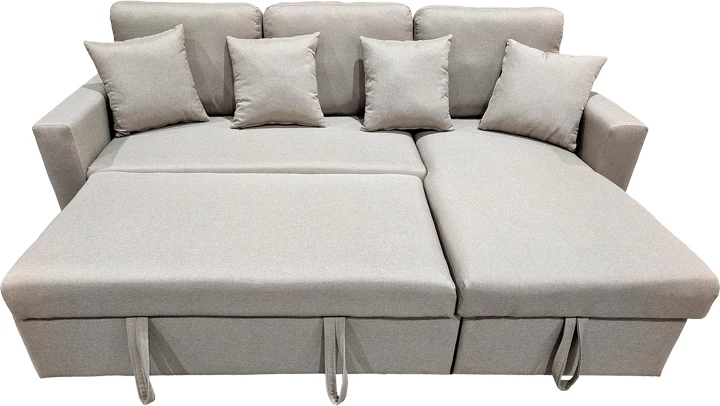 Divan qoshe me shtrat dhe depo, ngjyrë bezhë, Sorno, 224x146x90cm