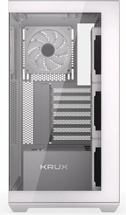 Kasë Krux Exo RGB KRXD009 Midi Tower, ATX/mATX/Mini-ITX, x4 120mm ARGB fan, x2 USB 3.0 + USB-C, e bardhë