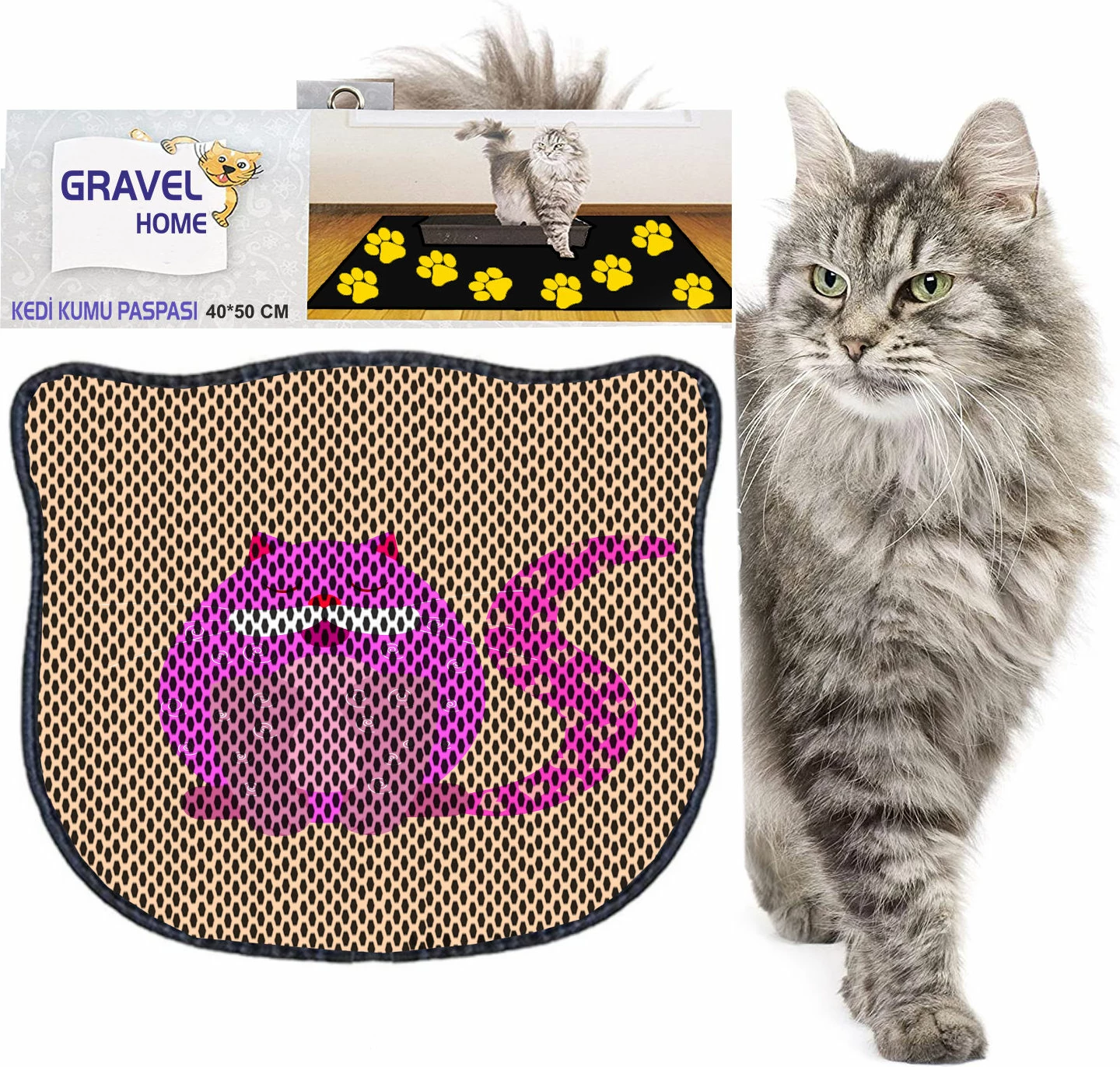Tapet për rërë maceje, shumëngjyrësh, Paws & Whiskers, Kdkafa0249, 40x50cm