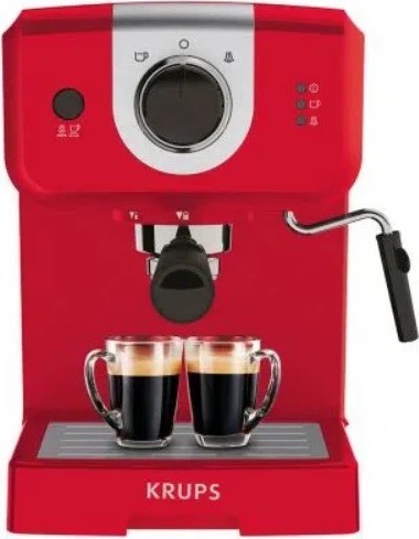 Aparat espresso manual, Krups XP320530, 15 bar, rezervuar 1.5 L, sistem Thermoblock, grykë avulli, i kuq