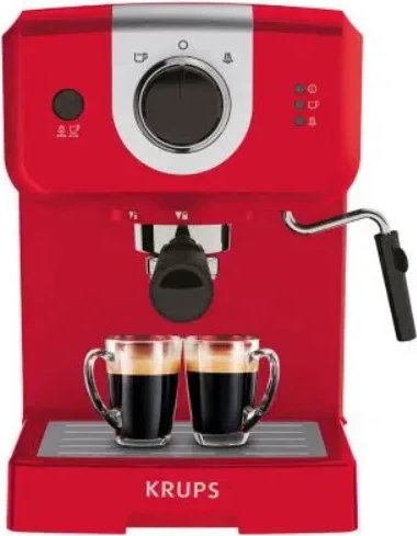 Aparat espresso manual, Krups XP320530, 15 bar, rezervuar 1.5 L, sistem Thermoblock, grykë avulli, i kuq