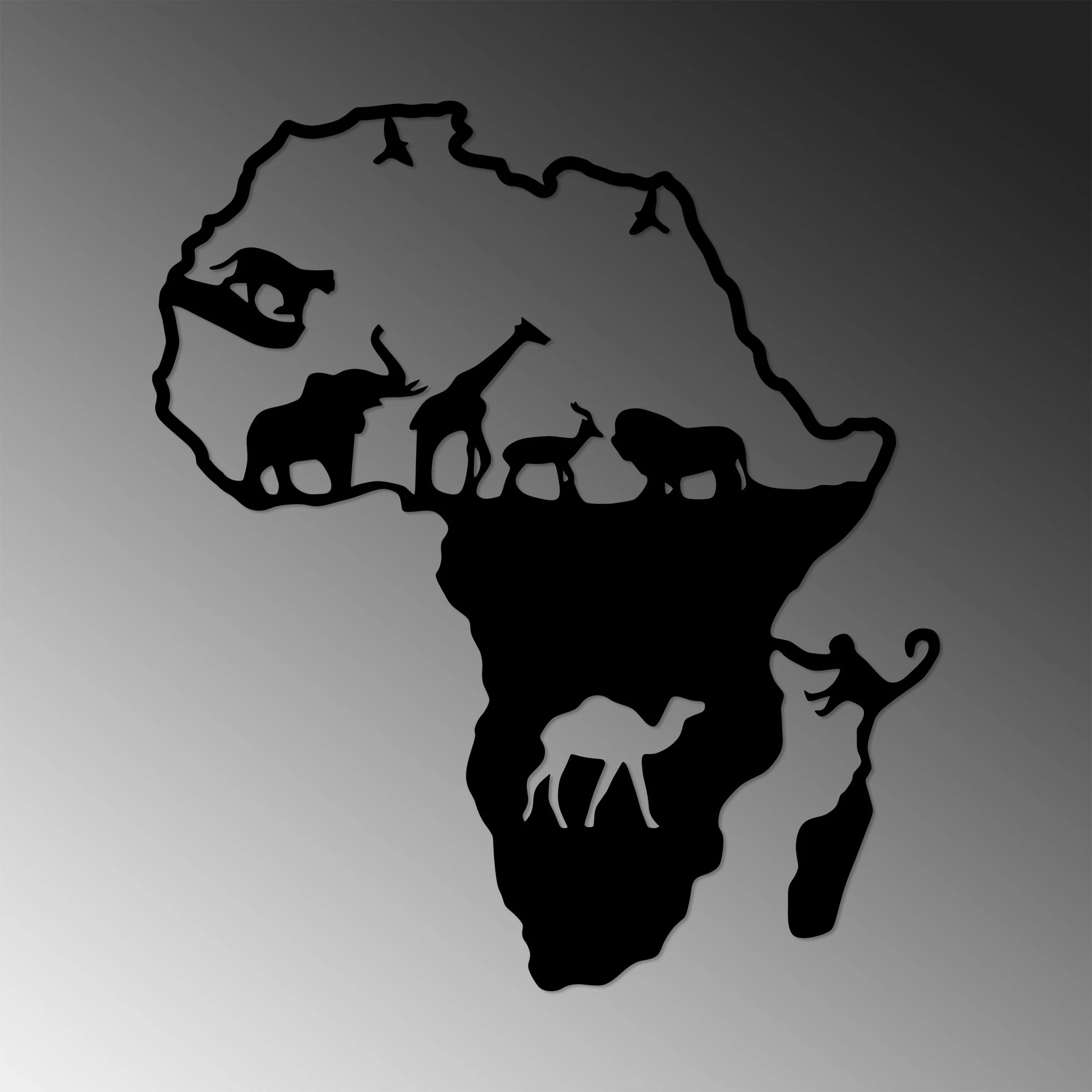 Aksesor dekorativ metalik për mur, kafshët e Afrikës, Wallity, 454