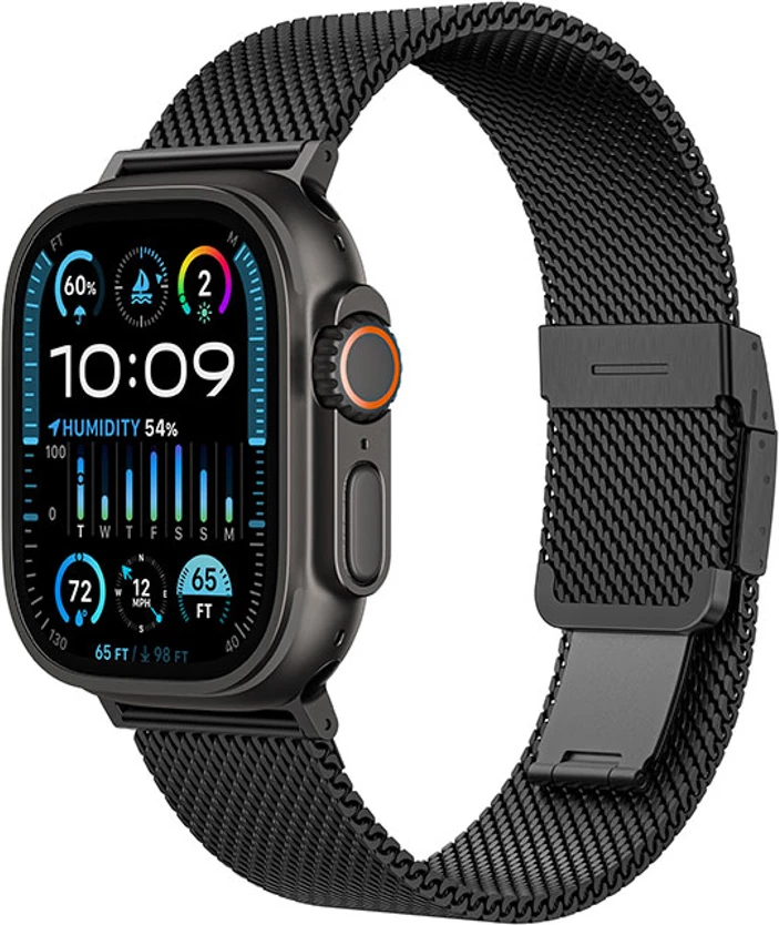 Rrip metalik për Apple Watch AmazingThing Titan Premium Metal Band 38/40/41/42/44/45/46/49 mm, titanium, kapëse magnetike, Black