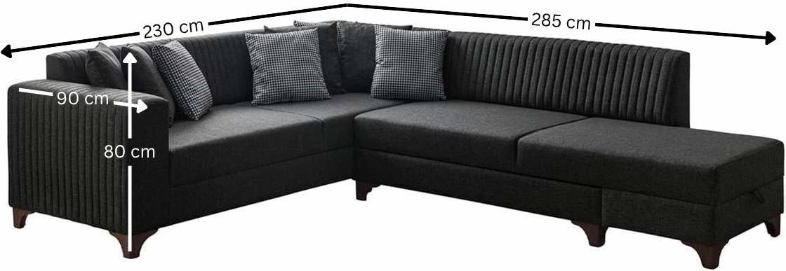 Kënd divan-krevat Atelier del Sofa, West, këndi i djathtë, ngjyrë antracit