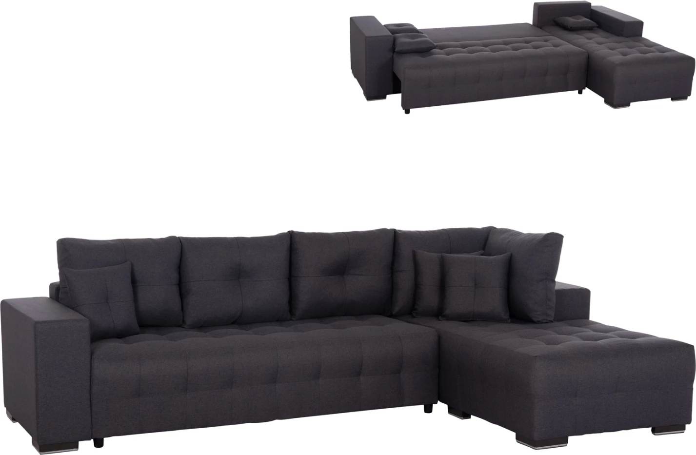 Kënd-sofë me hapësirë për gjëra, ngjyrë gri, TRENDSTON FH3302.01R, 298x177x95cm