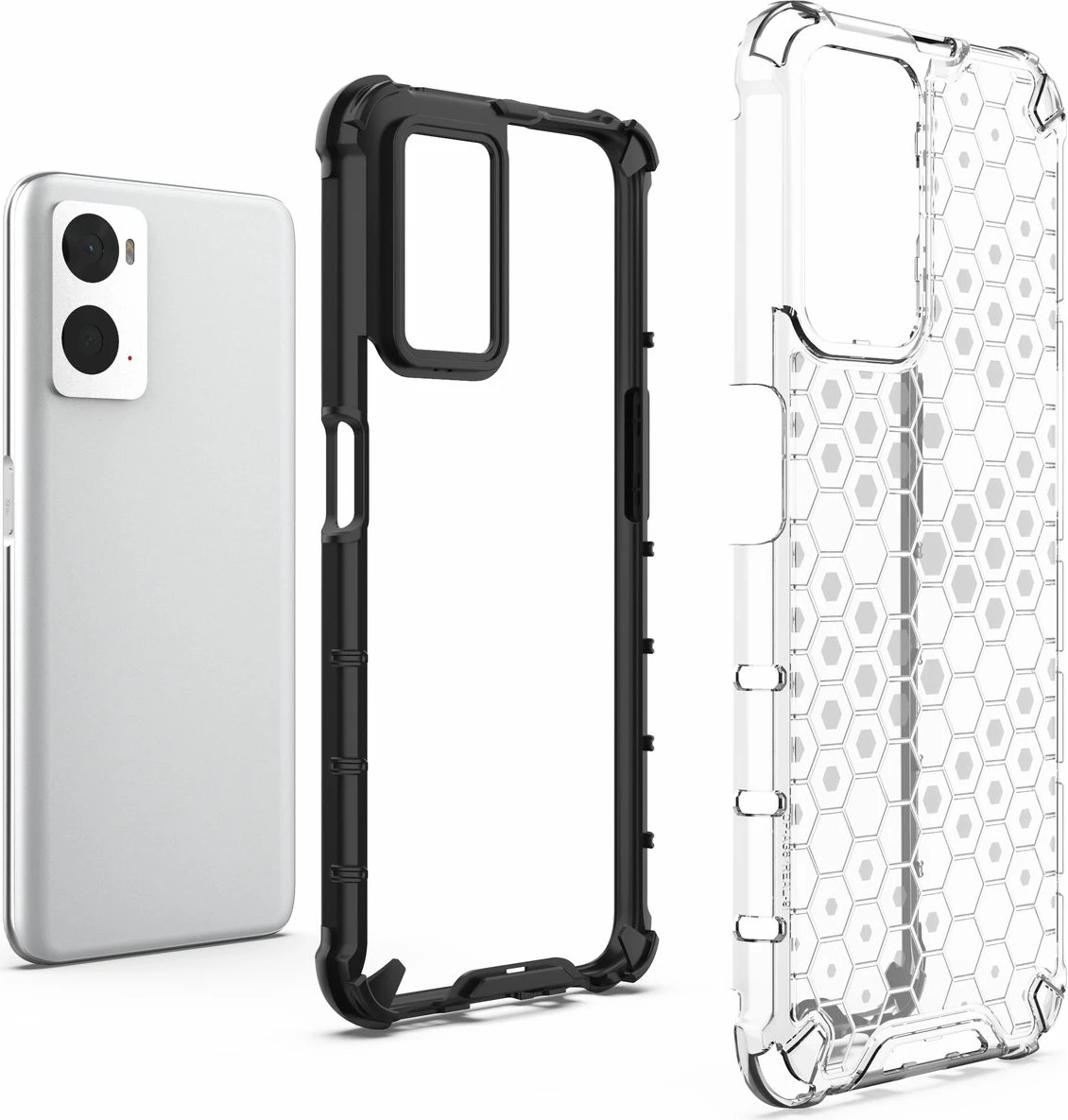 Mbështjellës Hurtel Honeycomb për Oppo A76 / Oppo A36 / Realme 9i, Transparent